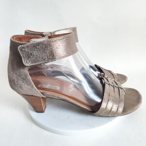 Paul Green Coco Metallic Bronze Ankle Strap Open Toe‎ Sandals Size 9.5 Low Heel